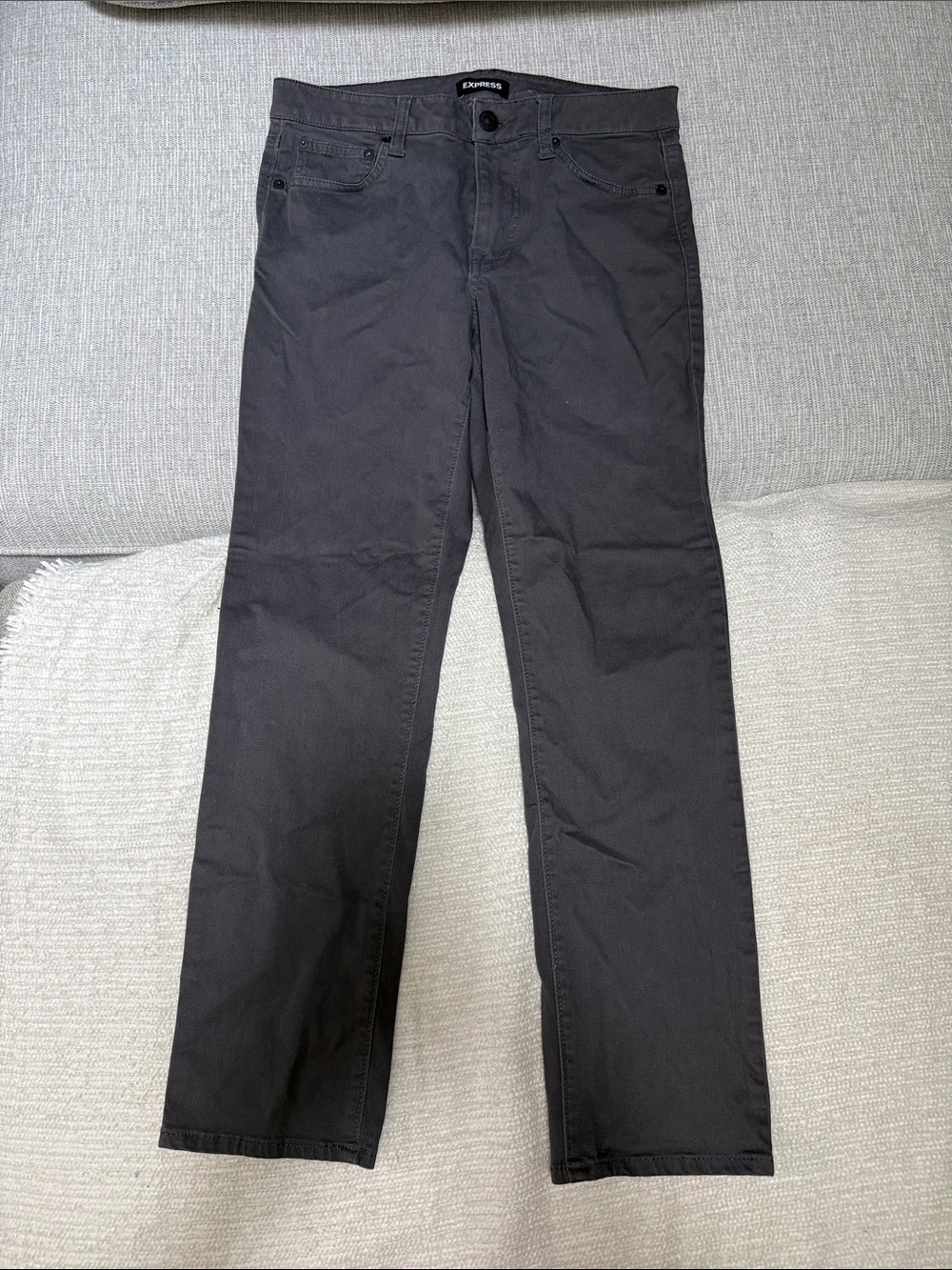 Express Men's Dark Gray Straight Chinos